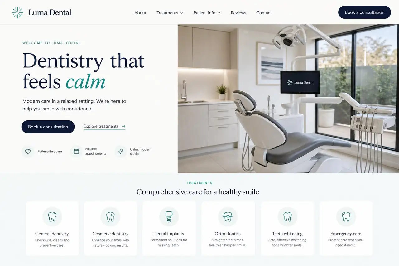 Luma Dental website project by AZ Web Studio
